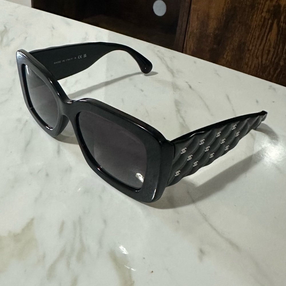 Authentic Chanel Black Rectangle Sunglasses - image 1